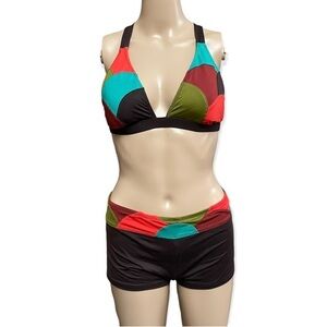 Vintage Lucky Brand Y2K Boy Short Bikini Set  Size L/M